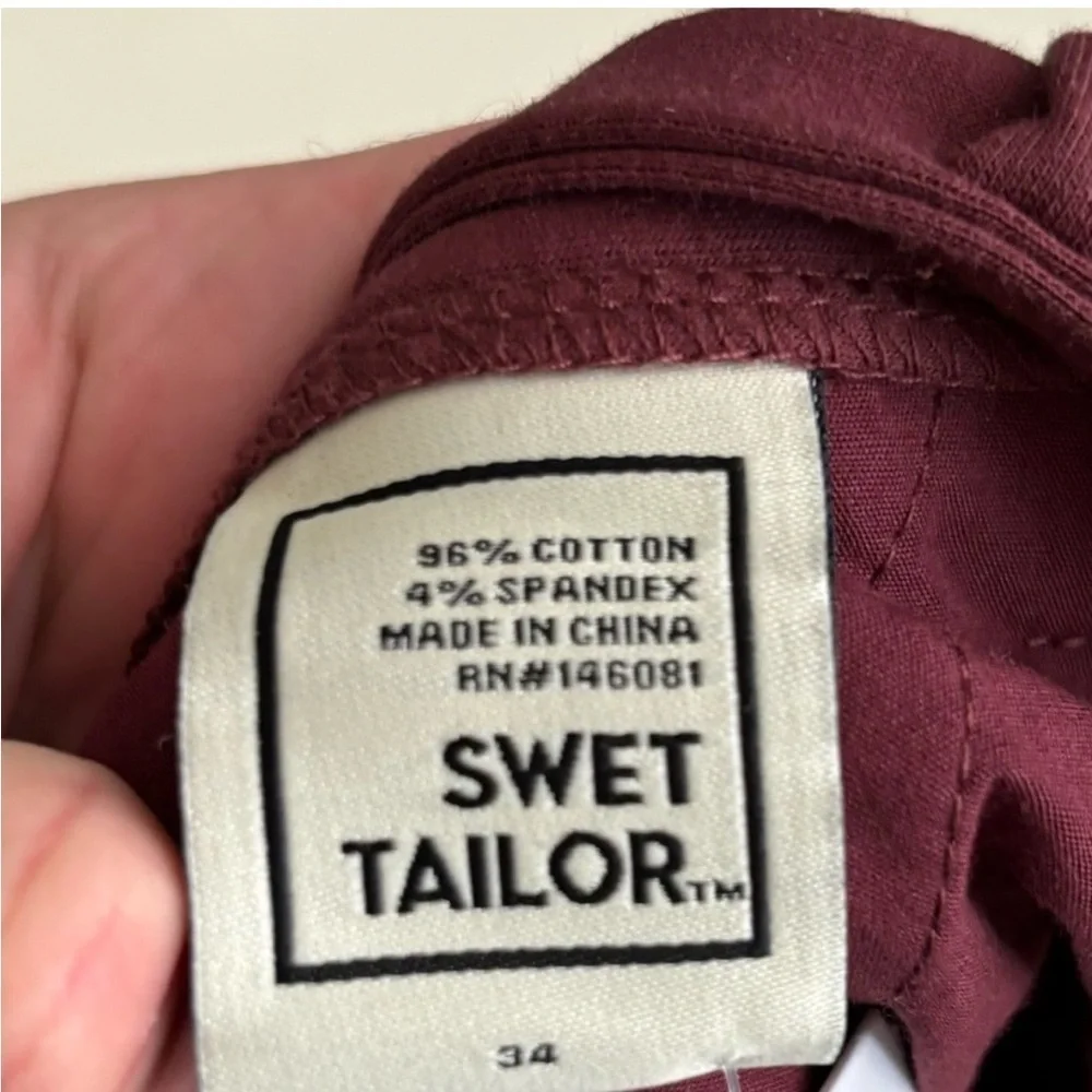 Swet Tailor Men’s 9” Everyday Chino Short Oxblood Red Size 34 New
